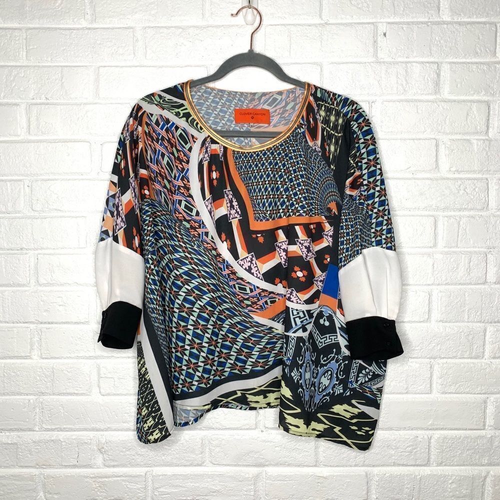 Clover Canyon patterned top 3/4 sleeves small